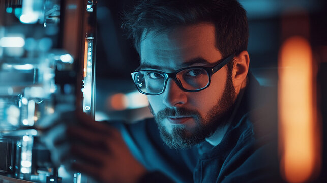 Engineer installs security device