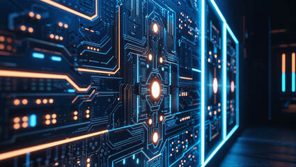 Fototapeta premium Circuit board technology electronics motherboard computer cpu digital processing system network innovation design