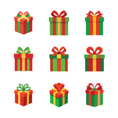 Set of Christmas Gift Box Vector Design