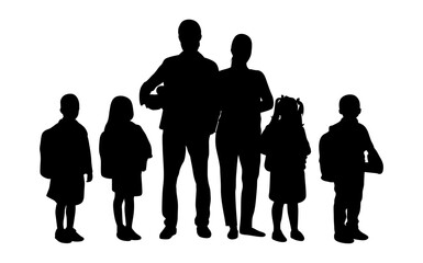 Boy, girl and teacher standing together vector