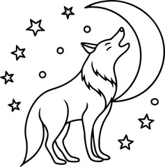 Abstract Vector Line Art of a Dog Howling at the Moon in Minimal Night Scene
Howling Dog Line Drawing, Moonlight Dog Vector, Abstract Pet Illustration