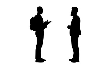 Two men in conversation, a student and a professional.