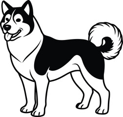 Akita Dog Vector Illustration of Loyal Japanese Breed Isolated on White Background
Akita Dog Clipart, Japanese Akita Vector, Fluffy Dog Breed Drawing
