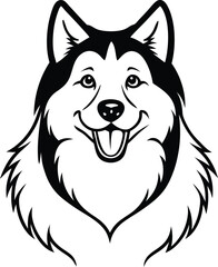 Alaskan Malamute Dog Vector Illustration in Standing Pose with Thick Arctic Coat
Alaskan Malamute Clipart, Sled Dog Vector, Fluffy Northern Dog Drawing