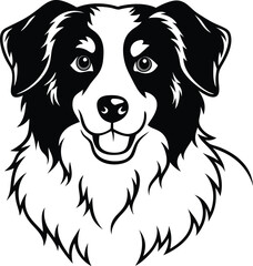 Cute Australian Shepherd Full Body Cartoon Vector Illustration, Fluffy Aussie Dog Standing Drawing, Vector Pet Dog Cartoon Art, Smiling Shepherd Dog Clipart