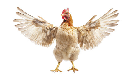 Fototapeta premium Chicken flapping wings, dynamic motion captured Transparent background, PNG