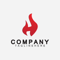 Letter H Flame Logo Design Template, H fire logo, Emblem, Design Concept, Creative Symbol, Icon