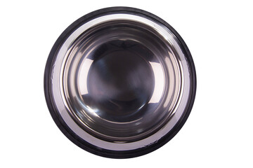 top view stainless dog bowl isolated on transparent. png image