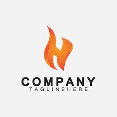 Letter H Flame Logo Design Template, H fire logo, Emblem, Design Concept, Creative Symbol, Icon