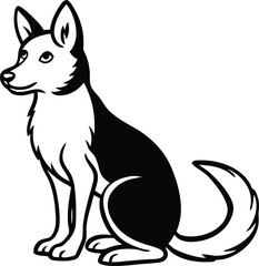 Mudi Dog Sitting Vector Illustration of Rare Hungarian Herding Breed with Curly Coat Isolated on White, Sitting Mudi Clipart, Cartoon Hungarian Dog Vector, Curly-Haired Herding Dog Drawing