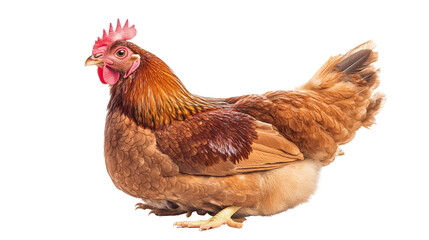 Fototapeta premium Chicken in calm resting pose, feathers blending smoothly Transparent background, PNG