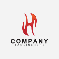 Letter H Flame Logo Design Template, H fire logo, Emblem, Design Concept, Creative Symbol, Icon