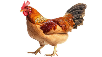 Fototapeta premium Chicken in profile with strong leg posture and clean feathers Transparent background, PNG