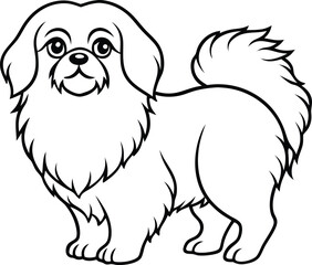 Cute Pekingese Dog Cartoon Vector Illustration of Fluffy Toy Breed in Standing Pose, Smiling Pekingese Clipart, Fluffy Small Dog Vector, Adorable Pet Drawing


