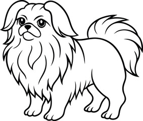 Elegant Pekingese Dog Vector Illustration of Royal Toy Breed with Long Coat in Side View, Pekingese Dog Clipart, Royal Chinese Dog Vector, Fluffy Pet Drawing