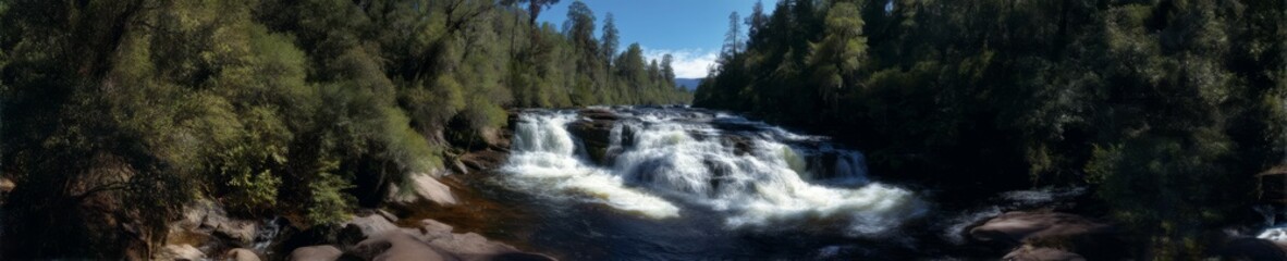 Raging waterfalls nature landscape hdr 360 degrees view hdri setting