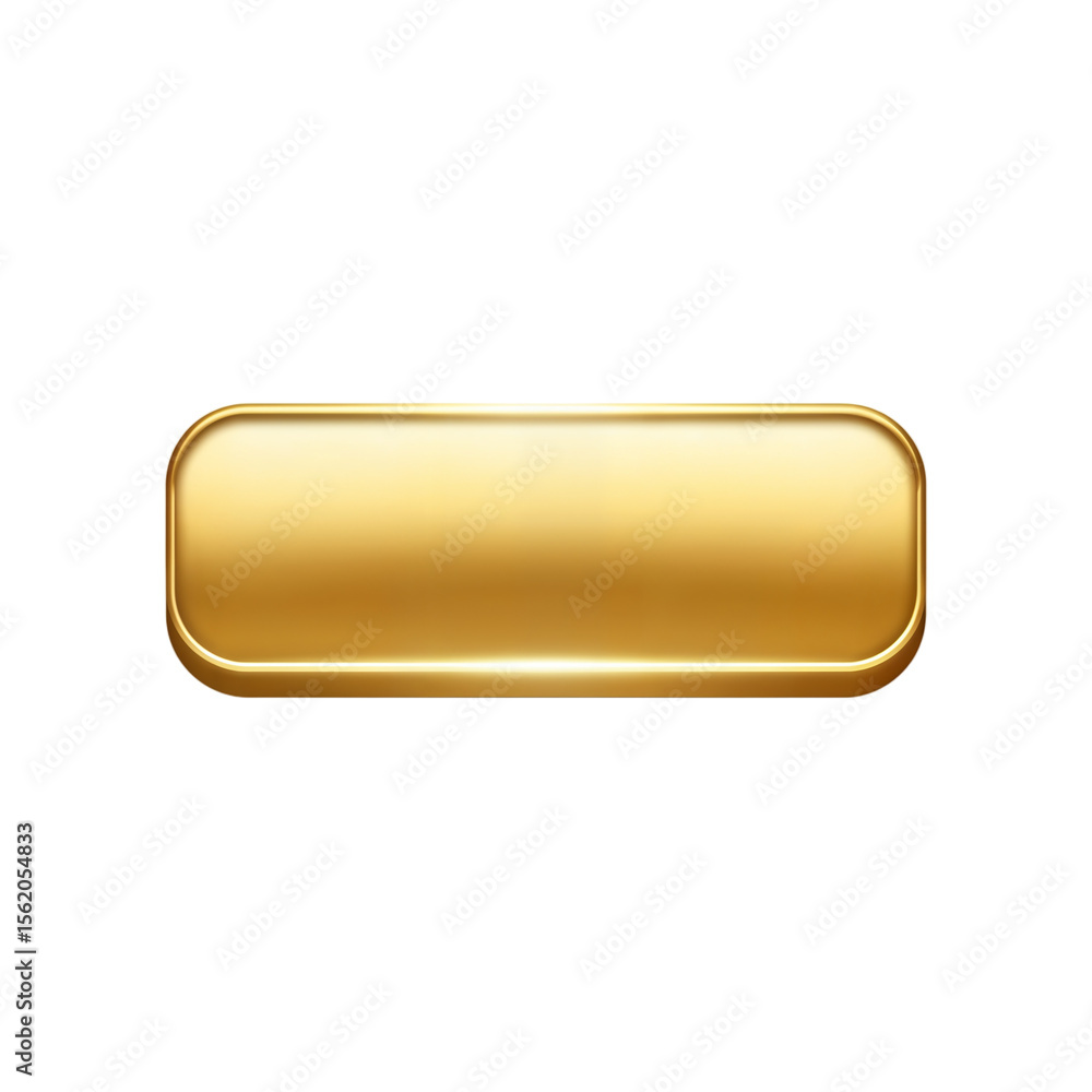 Fototapete a shiny gold rectangular button with a smooth surface, set against a transparent background. ideal f