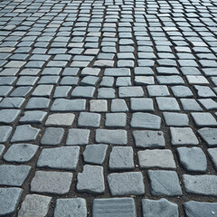 Gray and blue stone pavement with blocky pattern and coarse natural surface