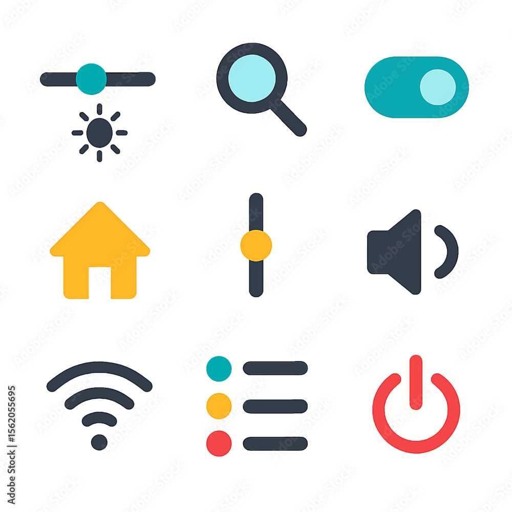 Poster collection of essential user interface icons for app and website design elements
