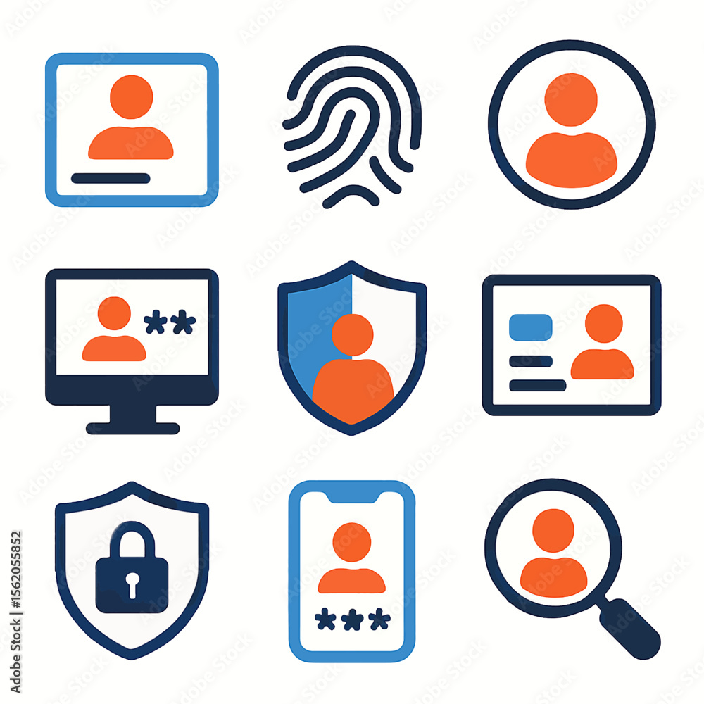 Aufkleber collection of identity verification icons showcasing security and personal access