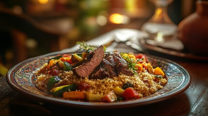 Moroccan couscous with lamb and vegs