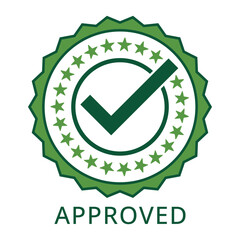 Green check mark seal hand-drawn illustration