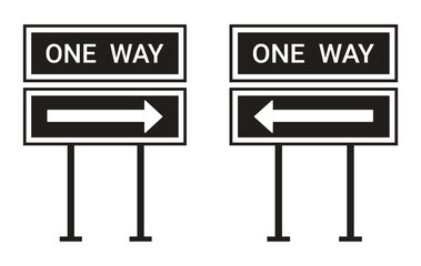 One way traffic direction sign illustration