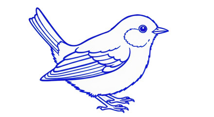 Isolated Blue Bird Line Art