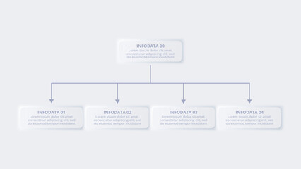Neumorphic flow chart infographic. Creative concept for infographic with 5 steps, options, parts or processes.