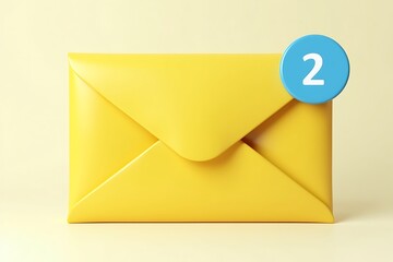 Yellow Envelope with Two New Message Notifications