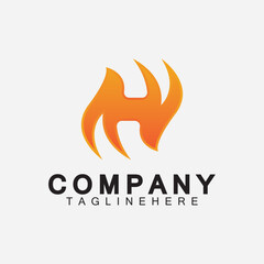 Letter H Flame Logo Design Template, H fire logo, Emblem, Design Concept, Creative Symbol, Icon