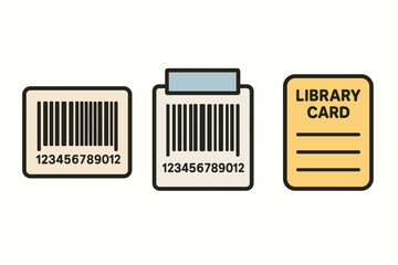 Illustrated objects: books and storage box on white background vector icon isolated illustration