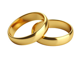 Elegant Gold Wedding Rings with Engraved Details &ndash; Realistic Isolated Transparent Background PNG