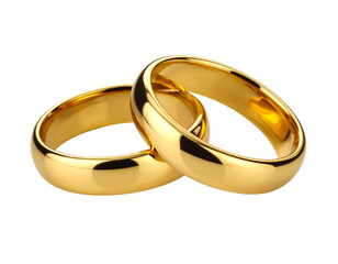 Elegant Gold Wedding Rings with Engraved Details &ndash; Realistic Isolated Transparent Background PNG