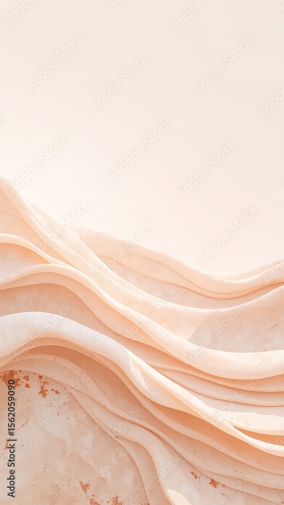 Aufkleber soft peach colored textured waves abstract background with fluid organic shapes and subtle variation