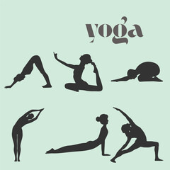 Yoga Style Vector Set with Poses and Meditation Illustrations