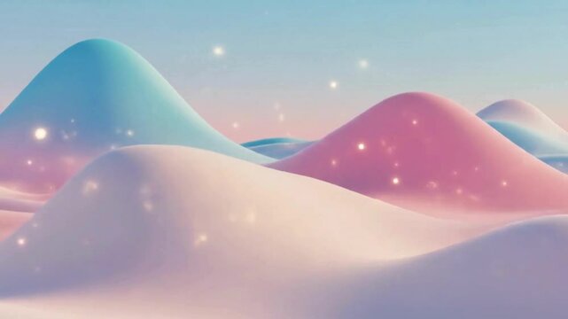 Pastel Hillscape: Animated Soft Hills with Glowing Particles