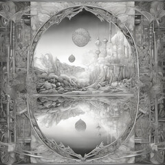 Dreamlike Mirror Dimension in Pencil Sketch Style – Surreal Artwork for Digital Artists