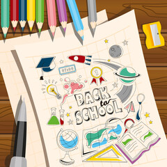 Back to school background and poster illustration vector