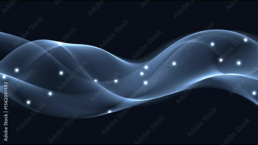 Aufkleber visual representation of flowing waves with glowing dots on a dark background