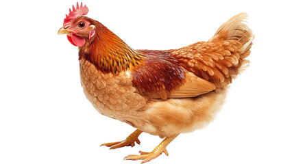 Fototapeta premium Chicken with slightly tilted head, curious look, Transparent background, PNG