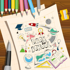 back to school background and poster illustration vector