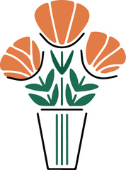 Stylish potted flowers in a graphic design