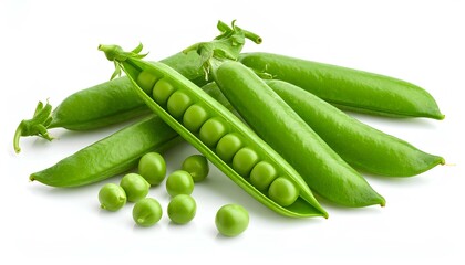 fresh green peas isolated on white background