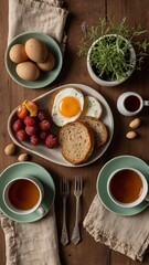 Healthy Minimal Rustic Breakfast with Natural Light and Earthy Tones