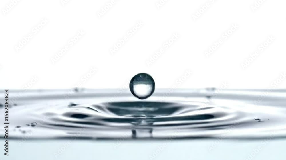 Poster high-speed sequence of water droplet impacting surface creating ripples