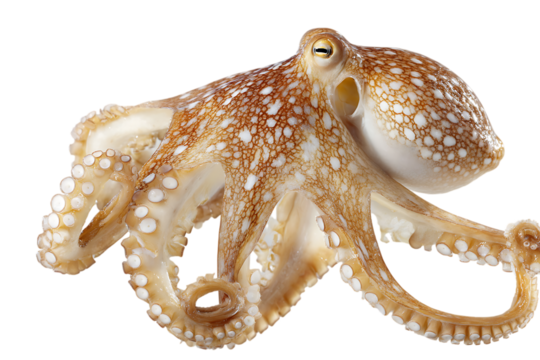 Close up of an octopus with detailed texture.