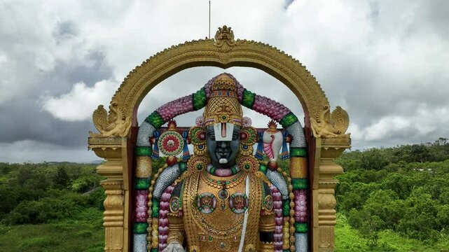 Aerial view of Hari Hara Devasthanam Temple, Mauritius.