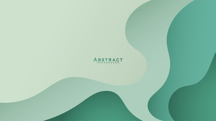 Green curves and ocean waves range from soft to dark vector background designs with flat style.