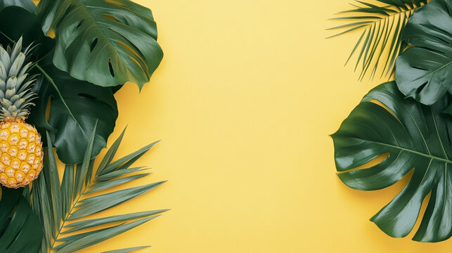 Vibrant Tropical Leaves Frame